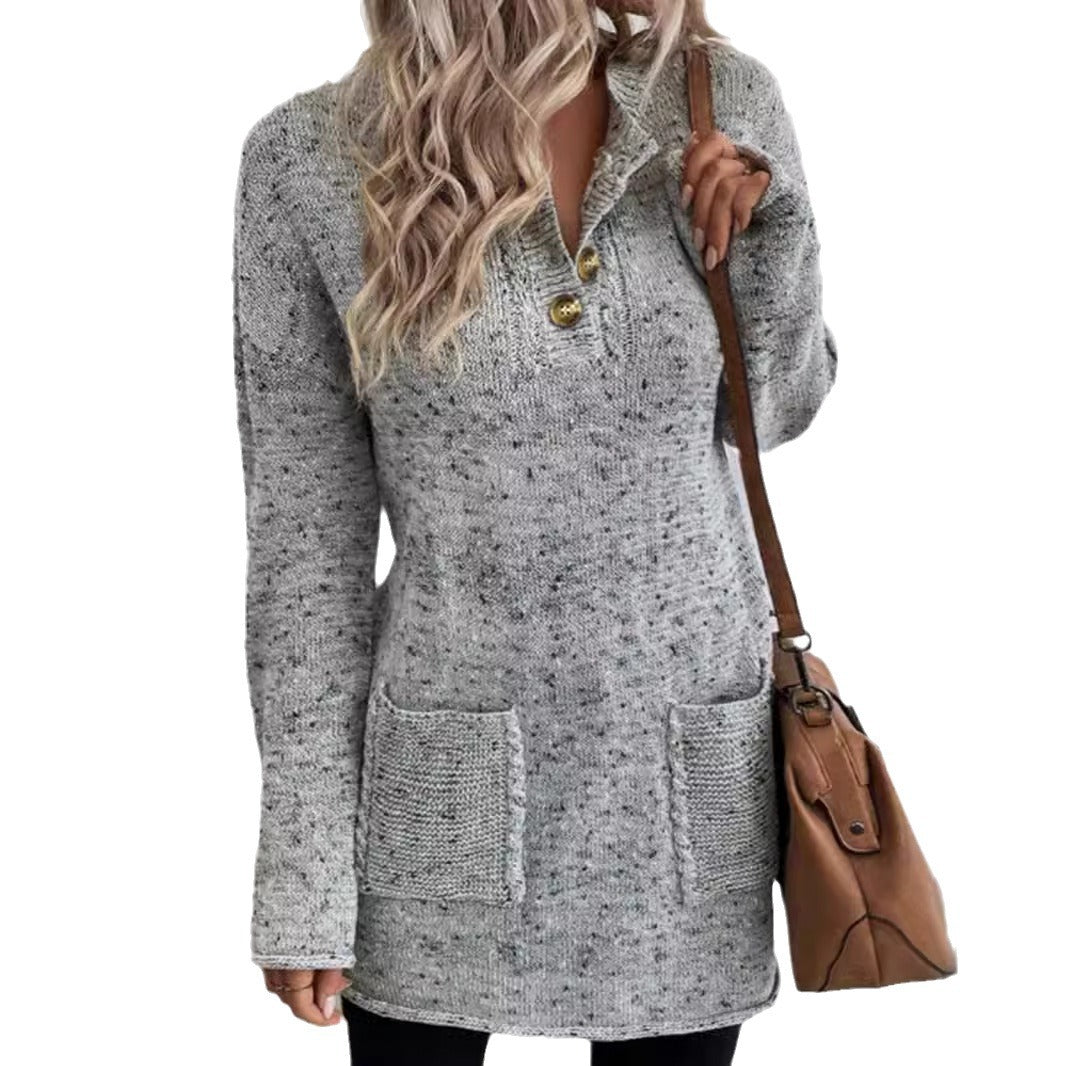 Sweater Women's Long Sleeve Long Dress Pocket Autumn And Winter