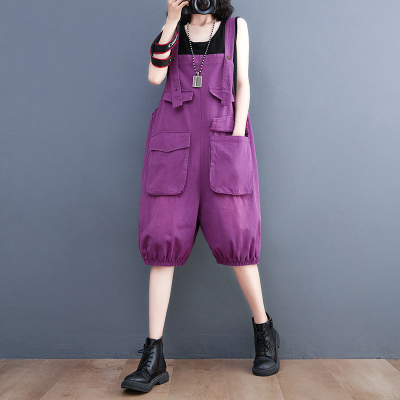 Plus Size Women's Korean Style New Denim Washed Denim Overalls