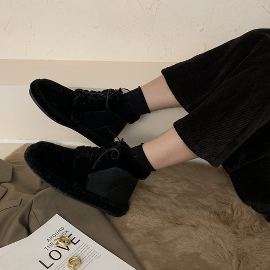 Warm Cotton Shoes With Fleece And Thick Fur
