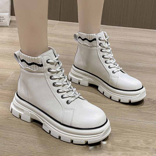 Platform Round Toe Square Heel Women's Boots