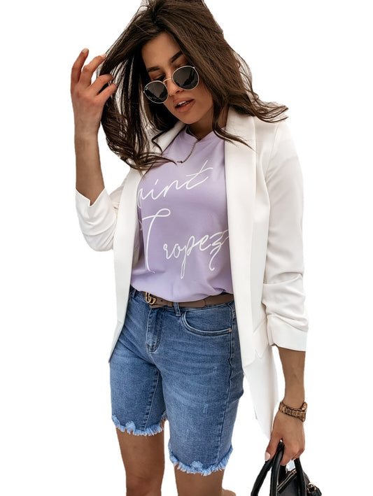 Summer New Style Denim Ripped Five-Point Pants Fashion Fringed Jeans Women