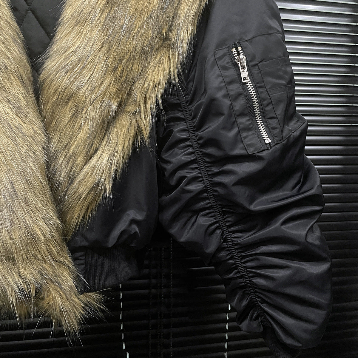 Big Fur Collar Coat Women's Loose Hooded Cotton-padded Coat