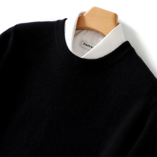 Men's Loose Round Neck Solid Color Sweater Cashmere Knitted