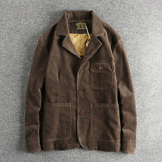 Heavy Amekaji Retro Washed Pure Cotton Corduroy Casual Jacket