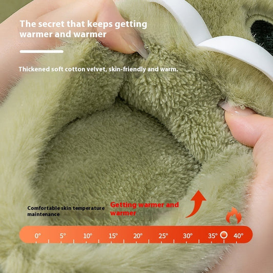 Female Warm Indoor Cartoon Big Eye Dog Cotton Slippers