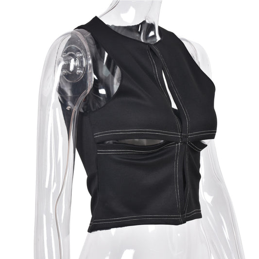 Women's Summer New Cutout Stitching Crop Top