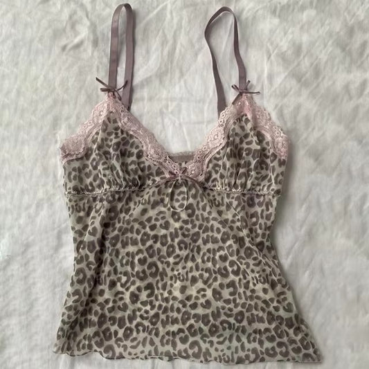 Sexy Hot Girl Leopard-print Slim-fit Sling Women's Top