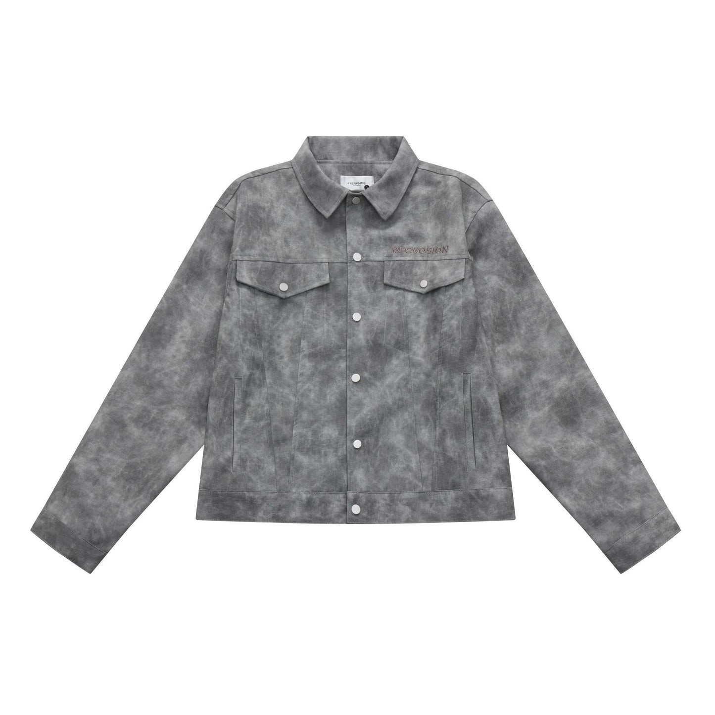 Ensfarvet Maychao Vintage Distressed Vasket Slangeskinds-jakke Til Mænd Og Kvinder