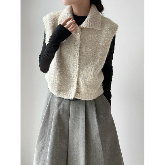 Simple Stand-Up Collar Womens Layered Relaxed Vest