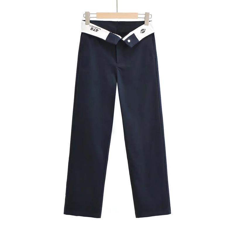 Women's Fashion Loose Turned Waist Wide Leg Pants
