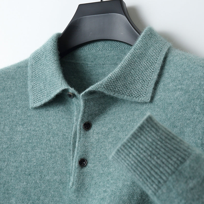 Men's Woolen Sweater Polo Collar Sweater Pullover