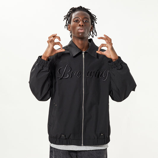 Letter Embroidered Bomber Jacket Men's Spring And Autumn