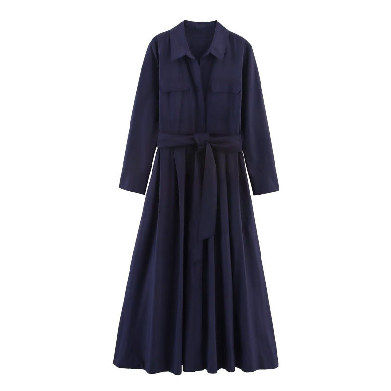 New European And American Style Fashionable Poplin Shirt Dress