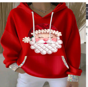 Kvinders afslappede løse mode-waffle-sweatshirt med rund hals