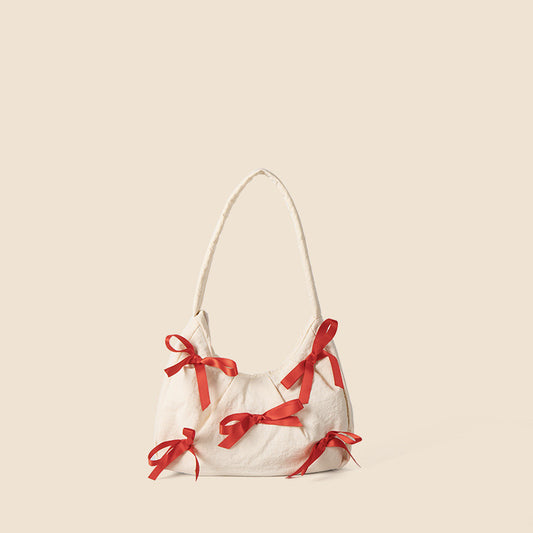 Trendy Bow Female Nylon Handbag
