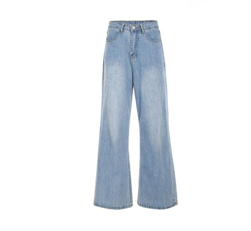 Women's High-waist Straight-leg Denim Wide-leg Pants