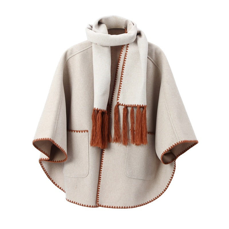 High-end Autumn And Winter Camel Pocket Shawl Scarf