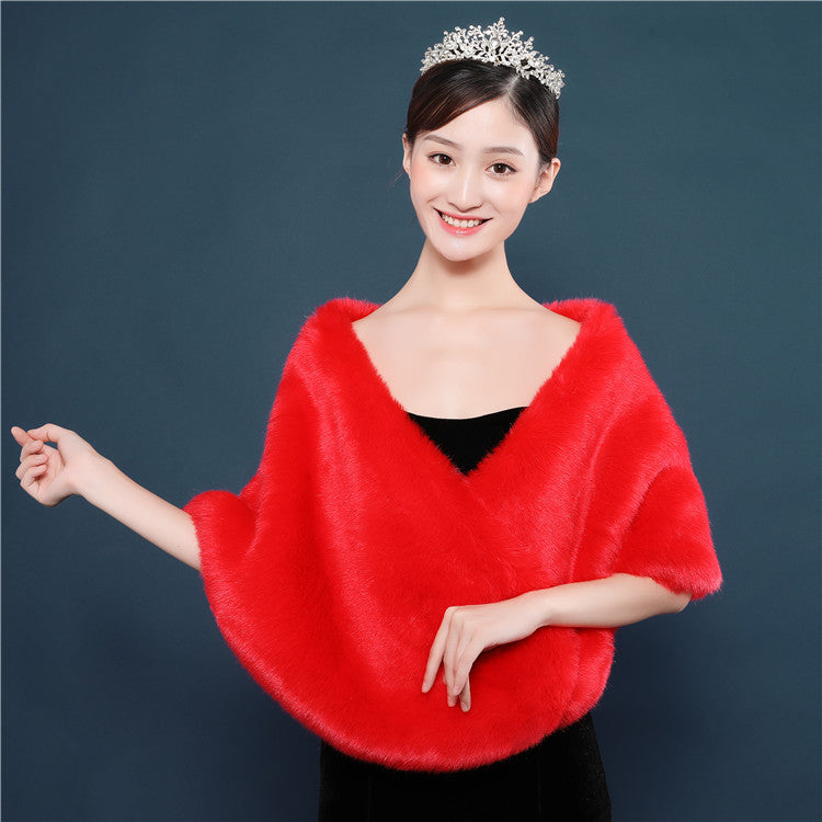 Warm Imitation Fur Thick White Fur Shawl Autumn And Winter New