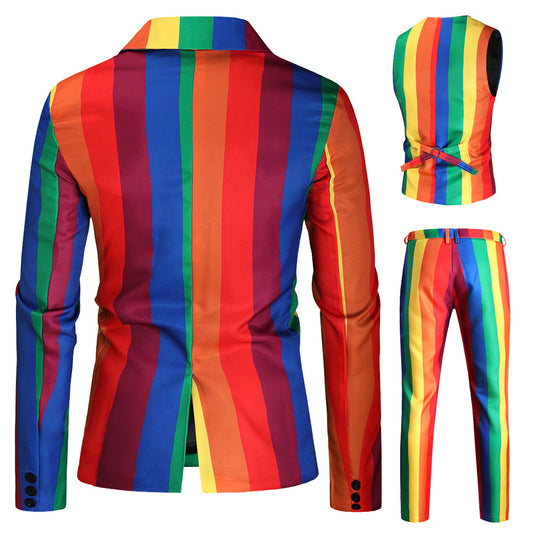 Christmas Printed Suit Men's Three-piece Suit