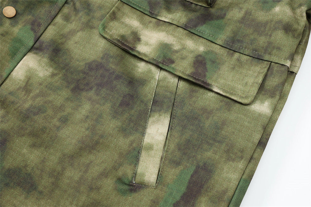 Tactical Camouflage Military Coat Men's European And American Loose Mid-length Jacket