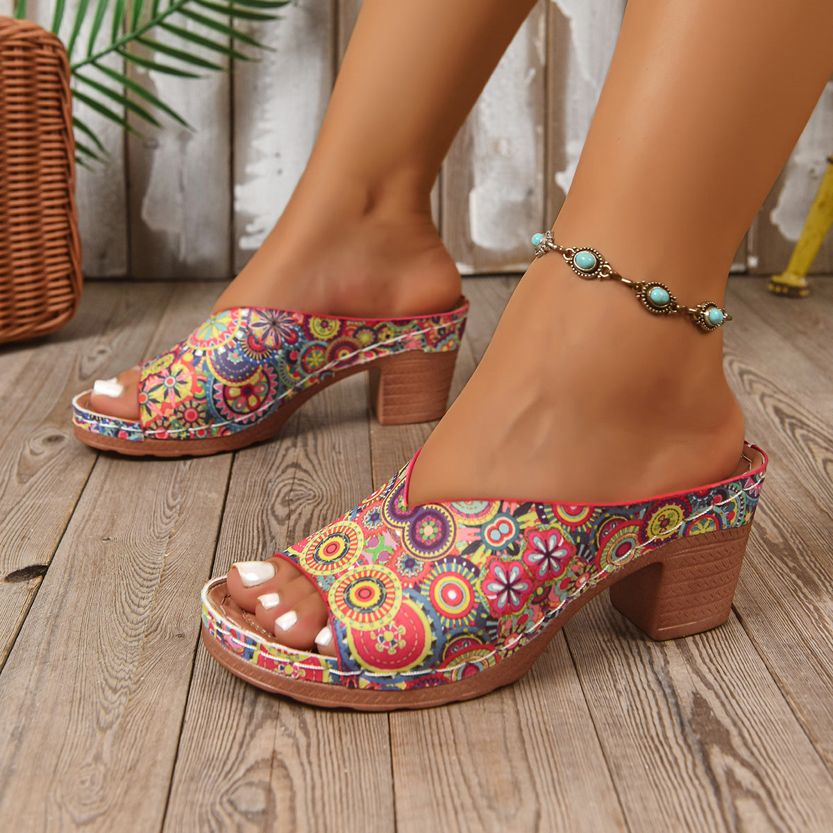 Plus-size High-heeled Slippers For Women