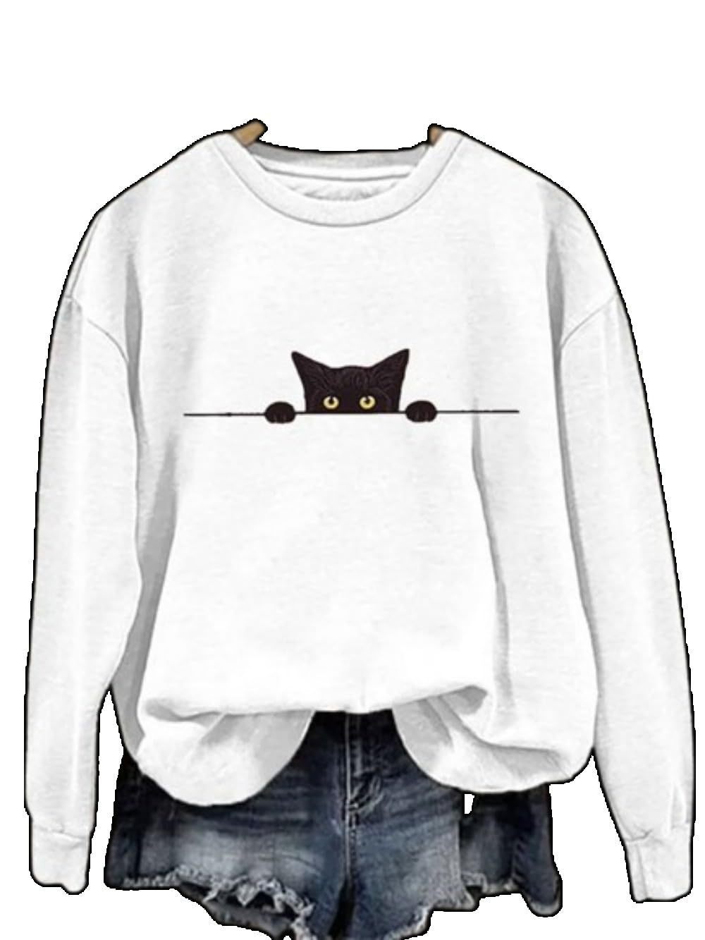 Womens Loose-fitting Long-sleeve Crew-neck Top With A Printed Design