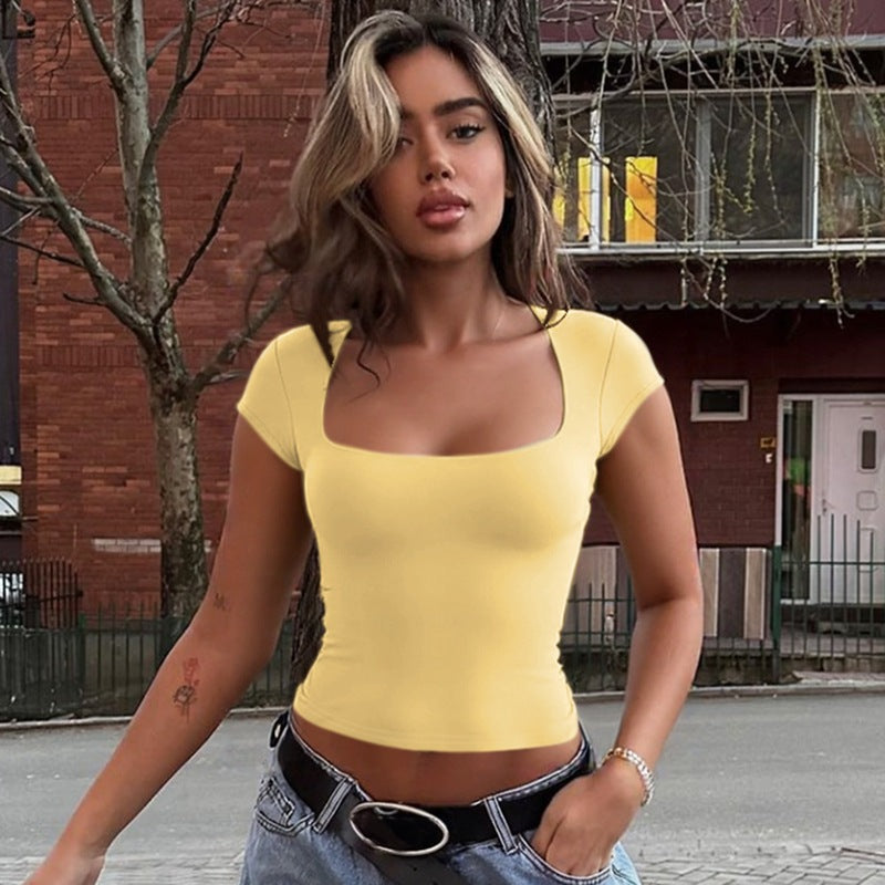 Womens Short-sleeve Form-fitting, Slimming T-shirt Vest Top