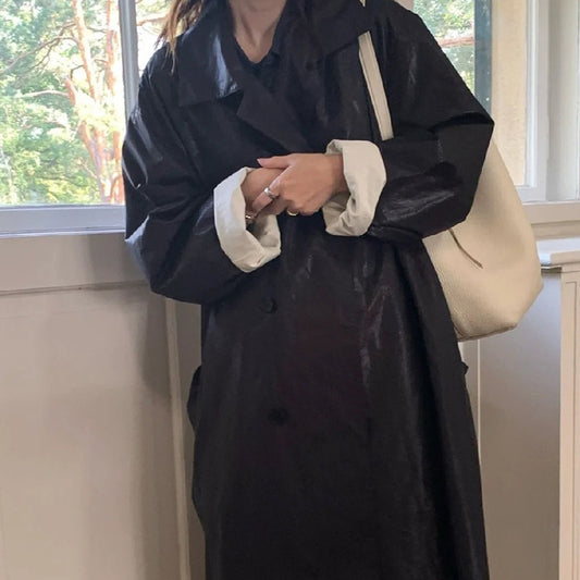 Retro Commuter's All-matching Profile Slimming Lace-up Trench Coat