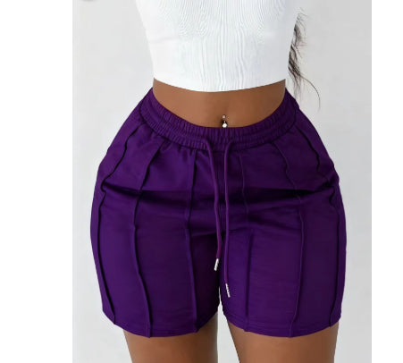 Women's Summer Solid Color Casual Drawstring Shorts