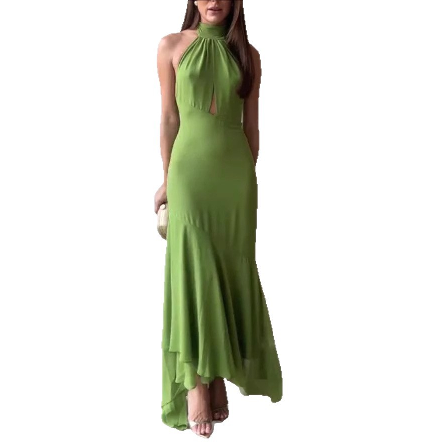 Small-design Ruffled Dress Figure-flattering Long For Women