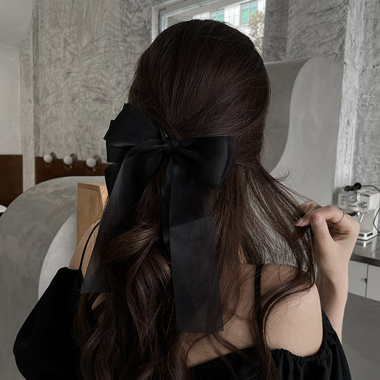 Black Veil Bowknot Spring Clip Back Head Hair Clip