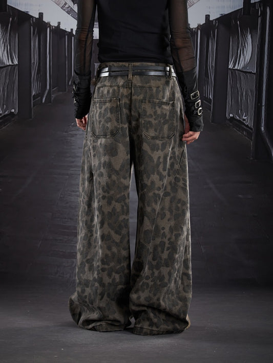 American Street Loose Wide-leg Leopard Print Pants