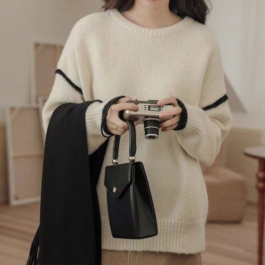 New Womens Loose-fitting Long-sleeve Crew-neck Sweater