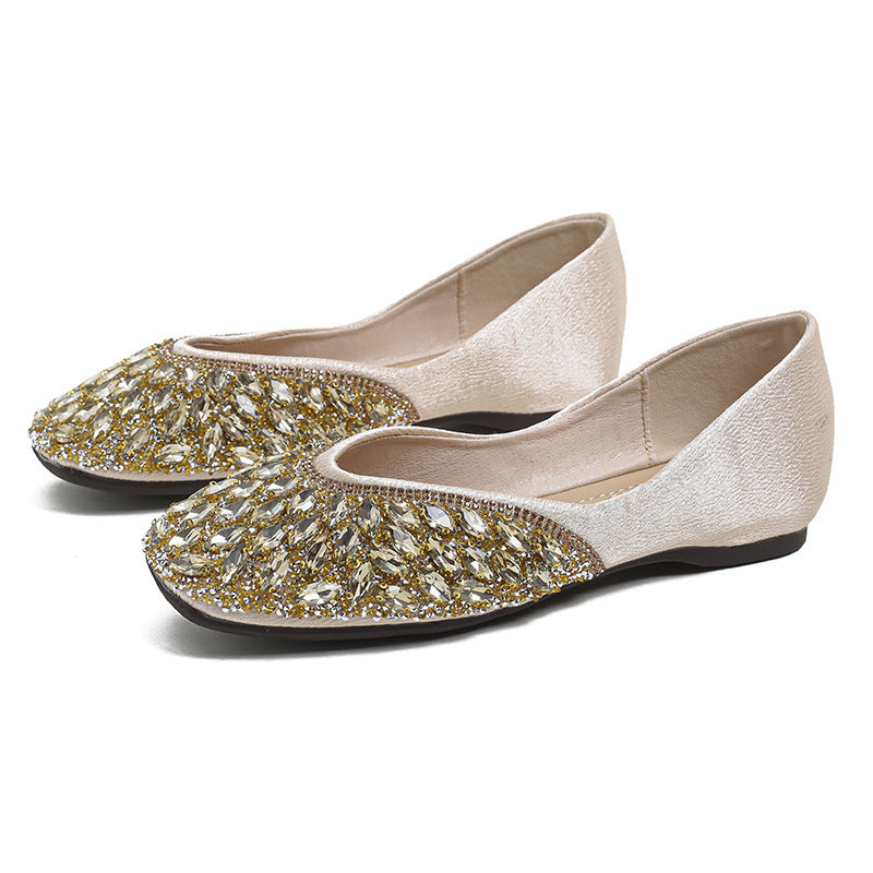 Flat Bridesmaid Shoes Wedding Shoes Exquisite Square Toe Women's Shoes