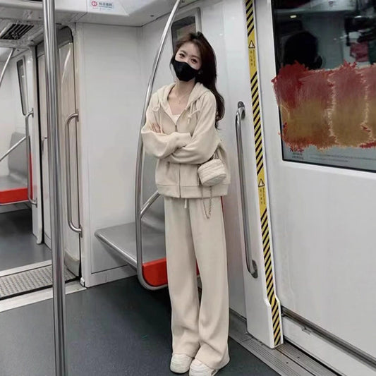 Loose Fashion Hooded Sweatshirt Wide Leg Pants