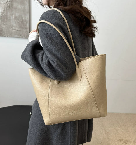 Solid Color Fashion Leisure Commute Simple Shoulder Tote Bag