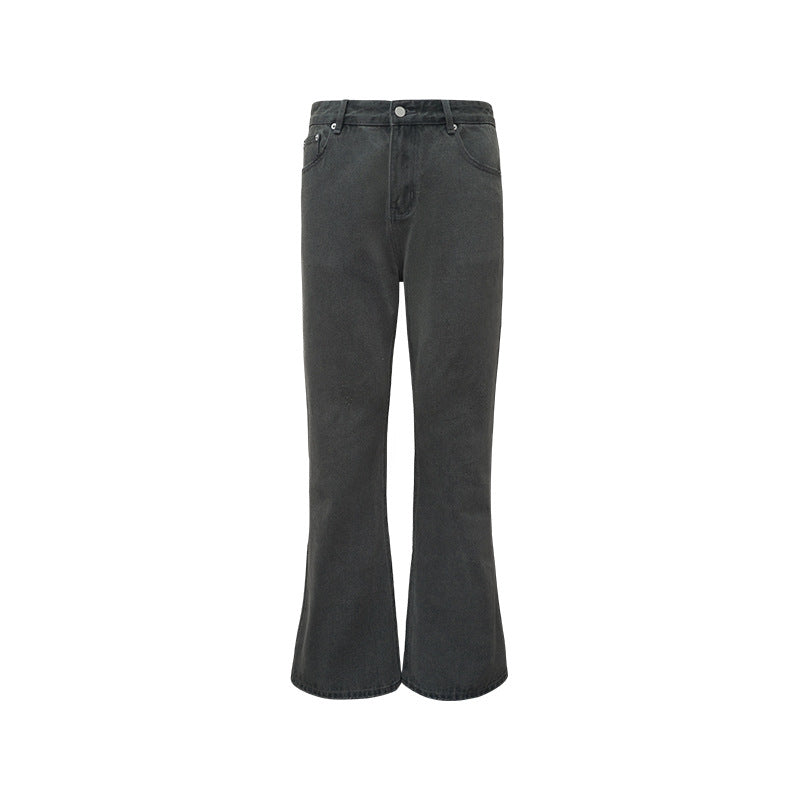 Mudfarvede Micro-pull Vaskede Slidte Cleanfit Lige Casual Jeansbukser