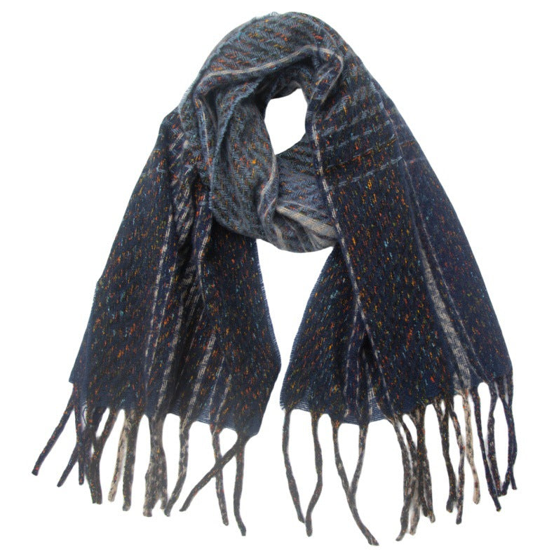 European And American Clip Flower Gradient Color Tassel Scarf