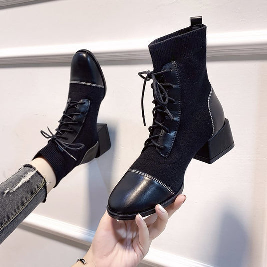 Pointed Toe Lace European And American Martin Boots