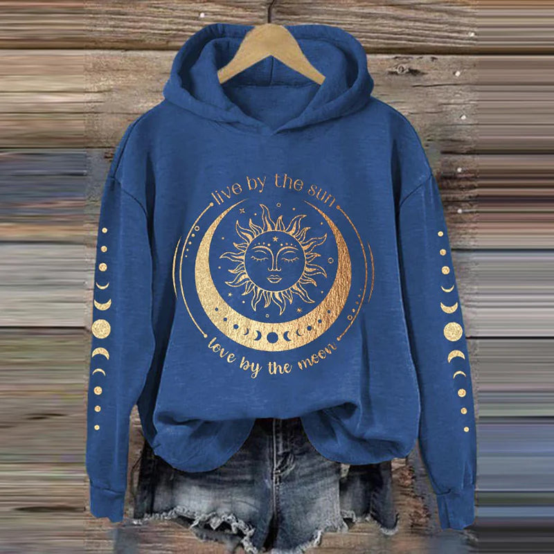 Womens Hooded Sweatshirt With A Forest And Mountain Peaks Design