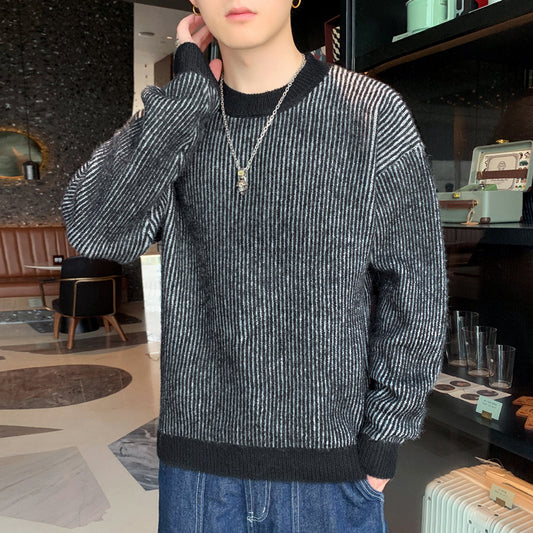 Sweater Herre Løs Rundhalset Pullover Sweater