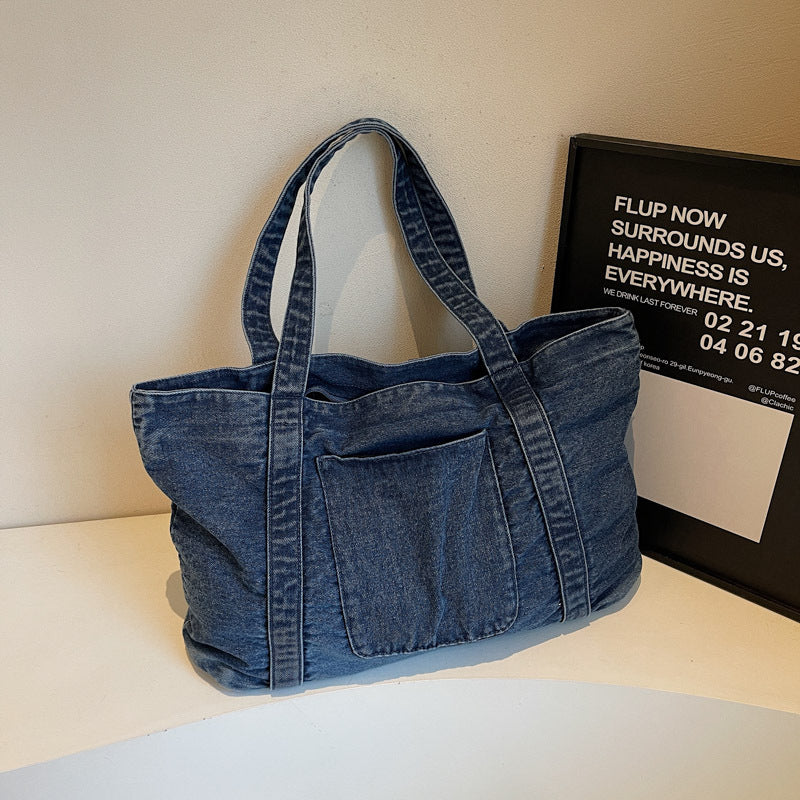 Japanese And Korean Retro Washed Portable Denim Bag