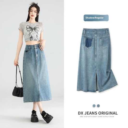 Thin Loose Distressed High Waist Slit Midi Dress