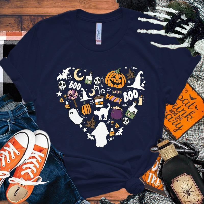 Halloween Boo Græskar Kærlighed T-shirt Mænd Kvinder