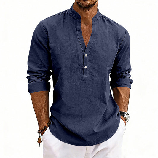 Men's Casual Breathable V-Neck Long-Sleeve T-Shirt