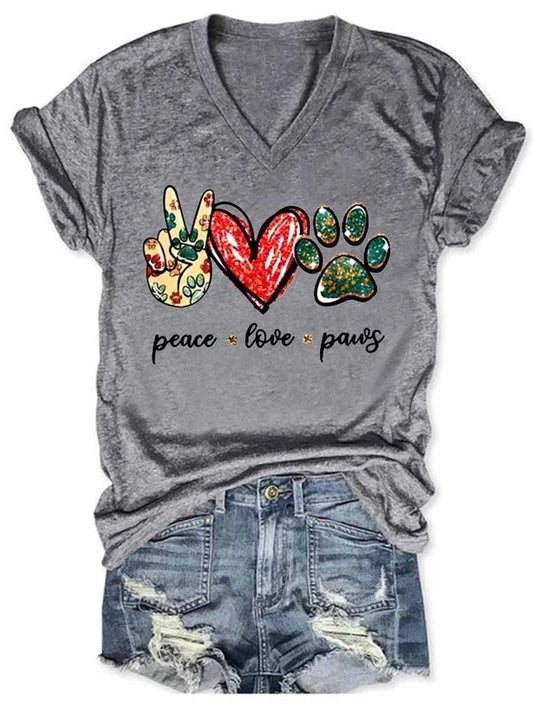B001 Printed V-neck Short Sleeve