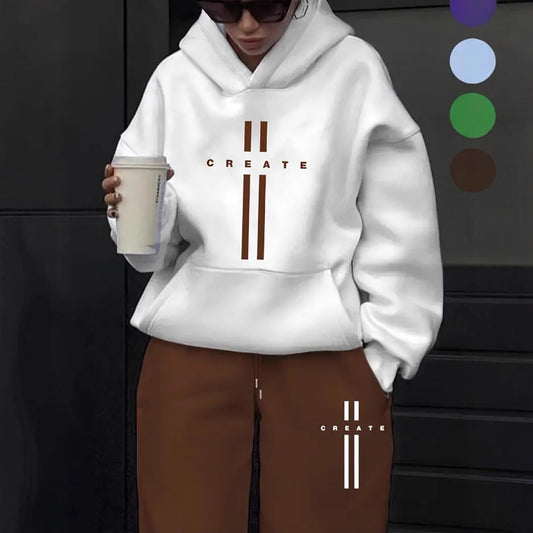 Womens Fleece Winter Hoodie Sweatshirt Set