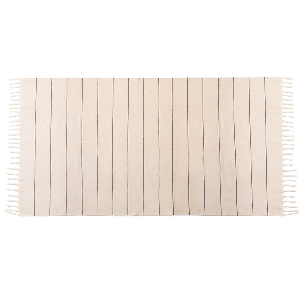 Embroidered Cream-colored Tassel Beach Towel