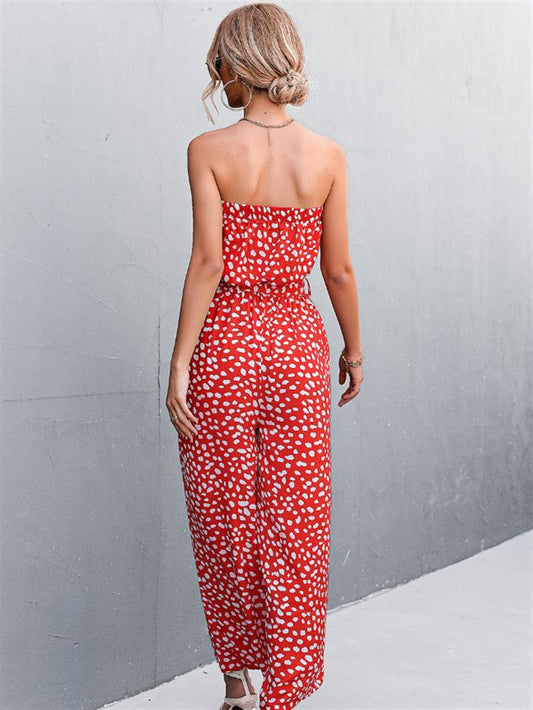 Fashionable Printed Wrap-Style Womens Jumpsuit