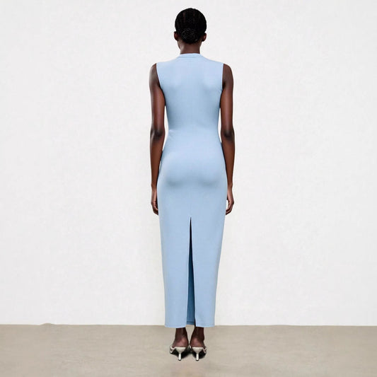 Elegant Sleeveless Slit Dress With A Sophisticated Vibe